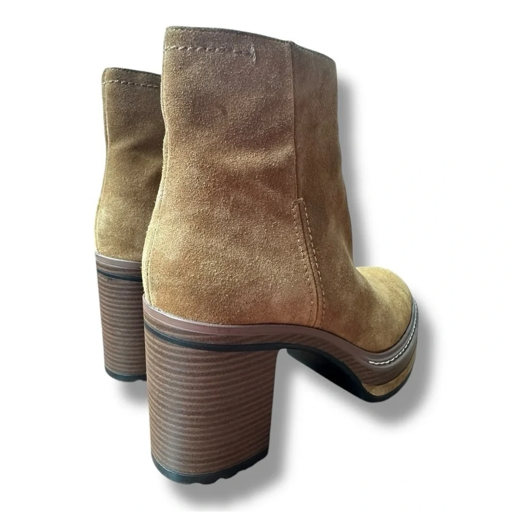 Steve Madden Sloanne Suede Leather Platform Ankle Boots in Cognac | Size 9.5